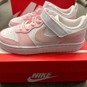 Nike Pink and White Velcro Sneakers
